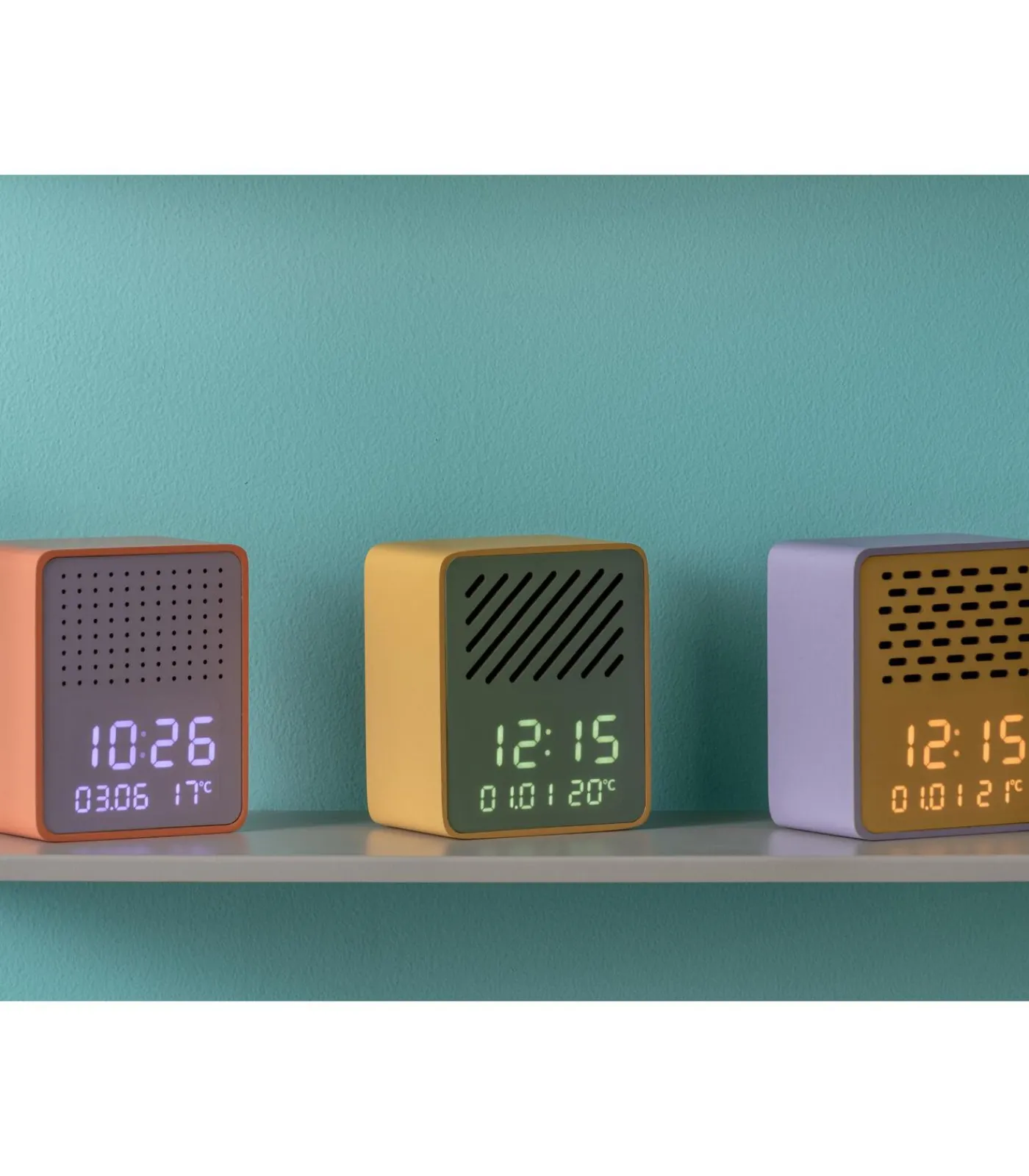 Outlet Wekker Funky Vibes - Matpaars - 9.5x6.5x11.5cm Klokken