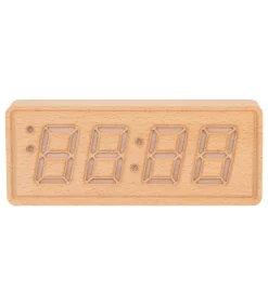 Discount Wekker Solid Wood Engraved - Lichthout - 20x4.5x8cm Klokken