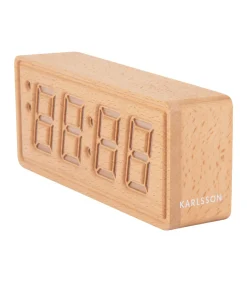 Discount Wekker Solid Wood Engraved - Lichthout - 20x4.5x8cm Klokken