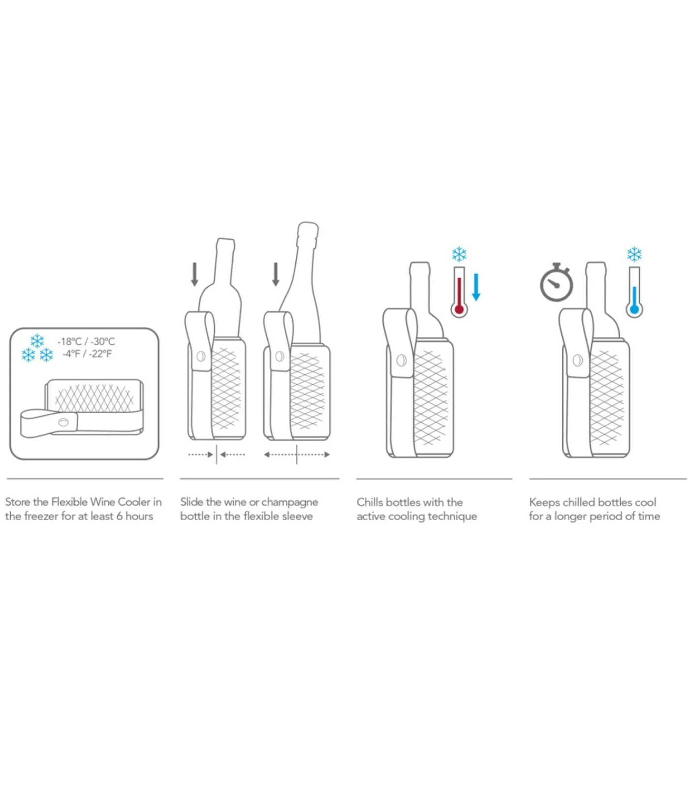 New Wijnkoeler met hengsel - Flexible Cooler - Sleeve - Artico Zwart Glazen & Karaffen