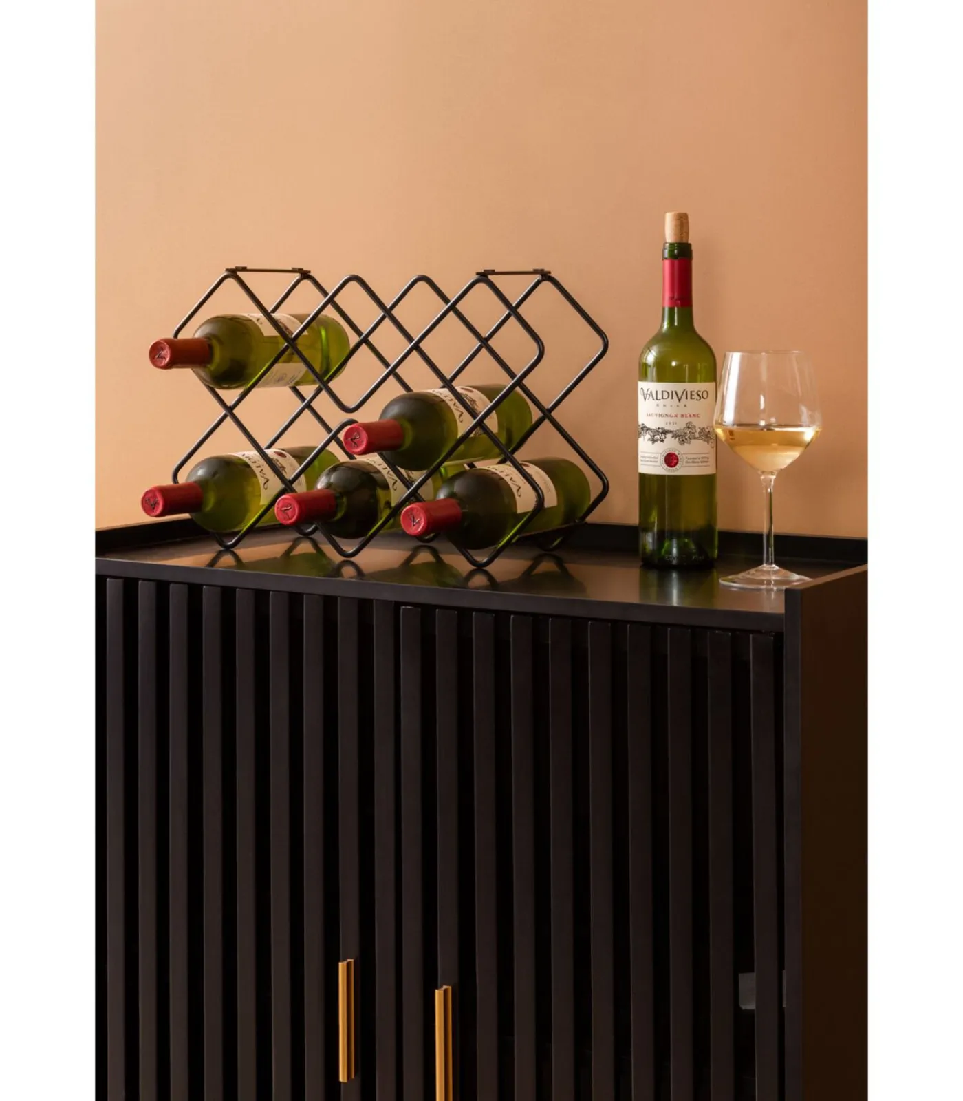 New Wijnrek Diamonds - Zwart - 40,5x15,5x27,5cm Keukenaccessoires