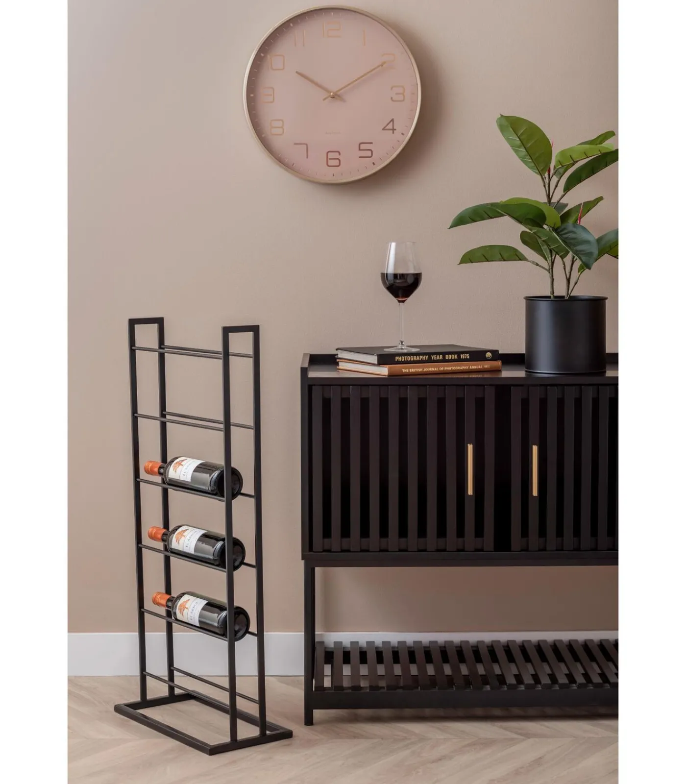 Outlet Wijnrek Single Floor - Zwart - 38x20x84.5cm Keukenaccessoires
