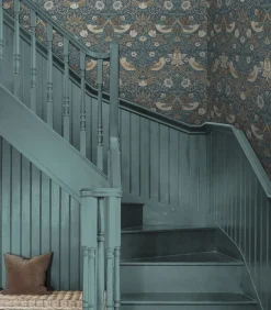 Vliesbehang - Strawberry Thief Washed Blue - 1000x52 Wanddecoratie