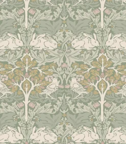 Clearance Vliesbehang - Brother Rabbit Sage - 1000x52 Wanddecoratie