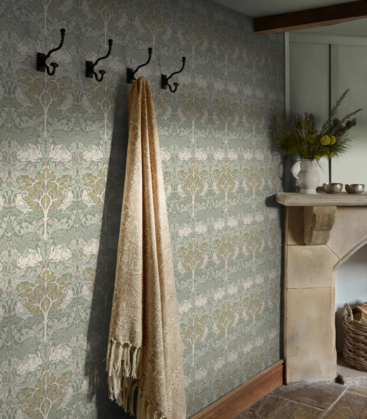 Clearance Vliesbehang - Brother Rabbit Sage - 1000x52 Wanddecoratie