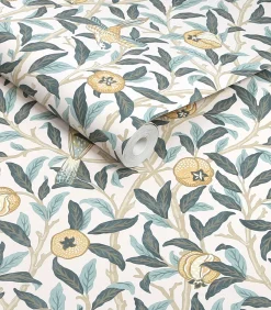 New Vliesbehang - Bird & Pomegranate Cloudy Blues - 1000x52 Wanddecoratie