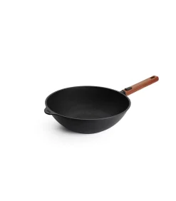 Online EcoLogic QXR Wok inductie met houten afneembare greep - Ø300mm - H 100mm - Zwart Potten & Pannen