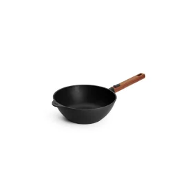 Online EcoLogic QXR Wok inductie met houten afneembare greep - Ø240mm - H 90mm - Zwart Potten & Pannen