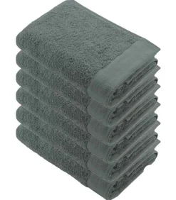 Best 6x Remade Cotton Handdoeken 60x110 cm Donker Groen Handdoeken