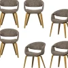 Clearance Yossi Eetkamerstoelen Houten Naturel Poot - Bruin - Set van 6 Stoelen