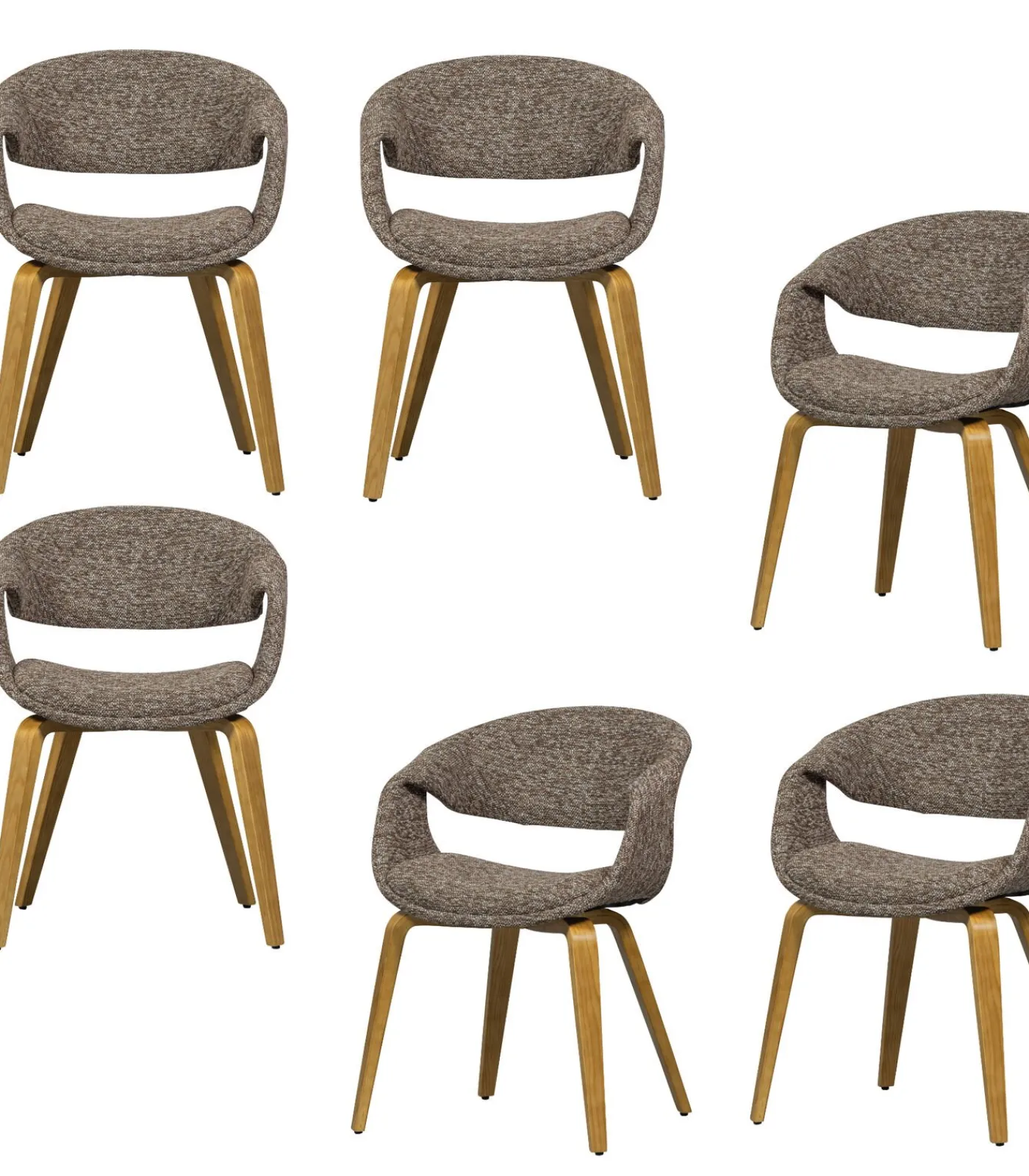 Clearance Yossi Eetkamerstoelen Houten Naturel Poot - Bruin - Set van 6 Stoelen