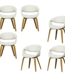 Outlet Yossi Eetkamerstoelen Houten Naturel Poot - Naturel - Set van 6 Stoelen