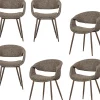 Outlet Yossi Eetkamerstoelen Metalen Koper Poot - Bruin - Set van 6 Stoelen