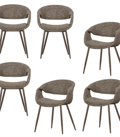 Outlet Yossi Eetkamerstoelen Metalen Koper Poot - Bruin - Set van 6 Stoelen