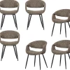 New Yossi Eetkamerstoelen Metalen Zwarte Poot - Bruin - Set van 6 Stoelen