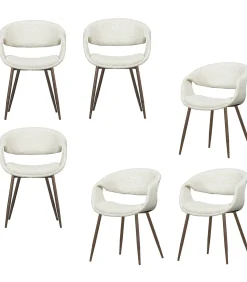 Outlet Yossi Eetkamerstoelen Metalen Koper Poot - Naturel - Set van 6 Stoelen