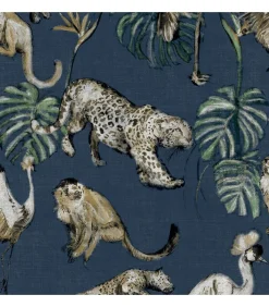 Hot Zero Behang Exotic Animals blauw Decoratie