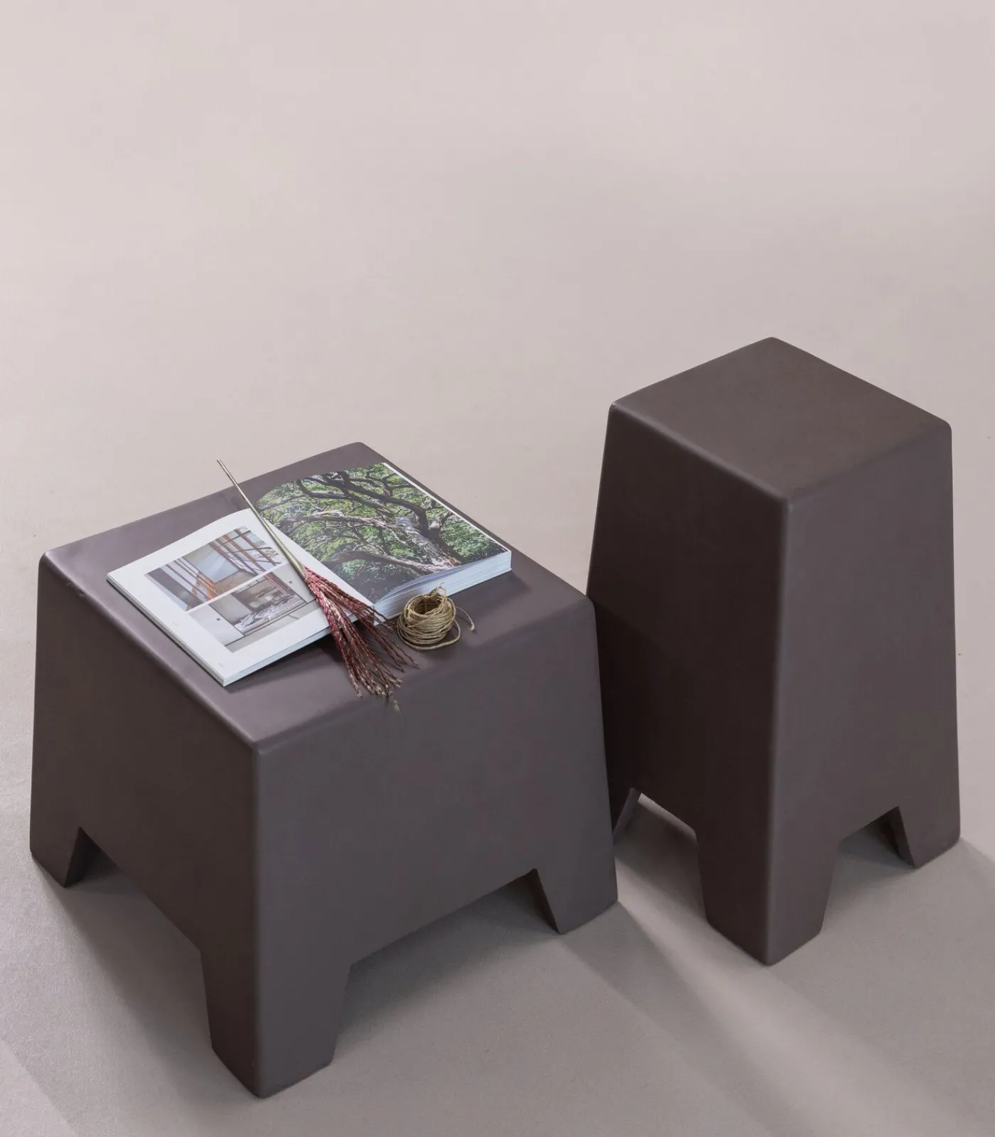 Online Zina Bijzettafel Laag - Cement - Bruin - 36x50x50 Tafels