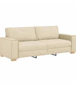 New 3-Zits Sofa met kussen Crème 220 x 78 x 84 cm Stof Zetels