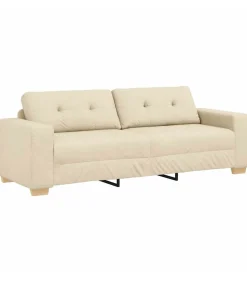 3-Zits Sofa met kussen Crème Stof Zetels