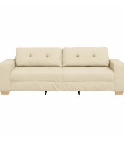 3-Zits Sofa met kussen Crème Stof Zetels
