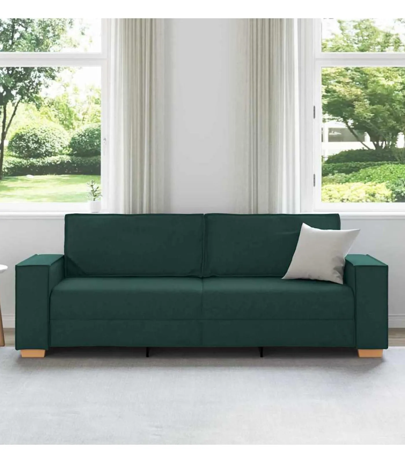 New 3-Zits Sofa met kussen Donkergroen 220 x 78 x 84 cm Stof Zetels