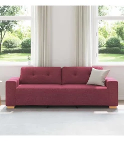 Best 3-Zits Sofa met kussen Wijnrood Stof Zetels