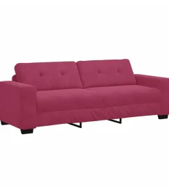 Best 3-Zits Sofa met kussen Wijnrood Fluweel Zetels