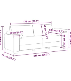 Online 3-zitsbank 178 cm fluweel donkergrijs Zetels
