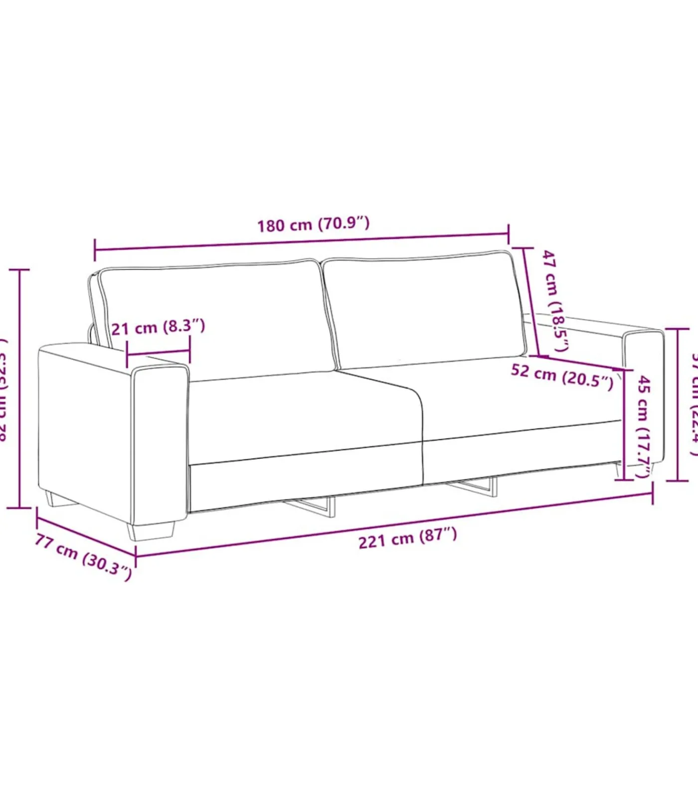 Best 3-zitsbank 180 cm stof donkergrijs Zetels
