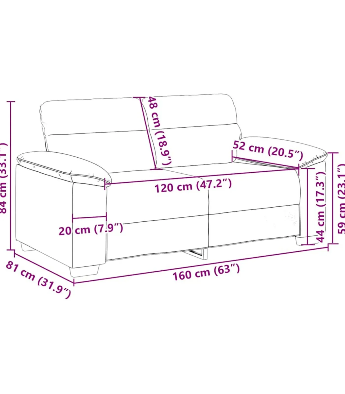 2-zitsbank 120 cm stof donkergrijs Zetels