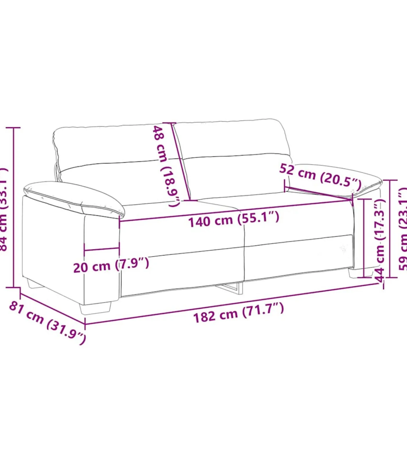 New 2-zitsbank 140 cm stof donkergrijs Zetels