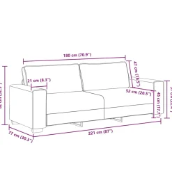 3-zitsbank 180 cm stof lichtgrijs Zetels