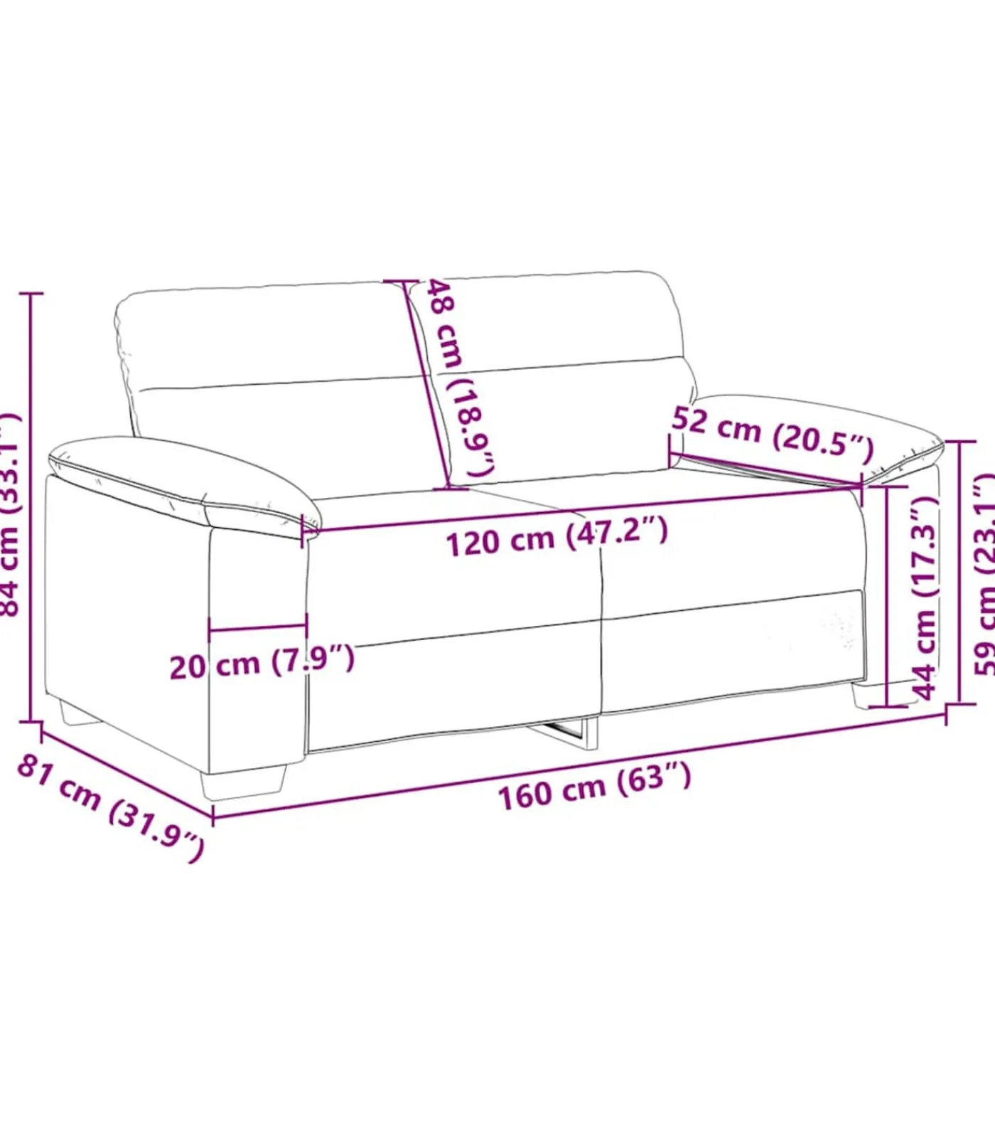 Outlet 2-zitsbank 120 cm stof lichtgrijs Zetels