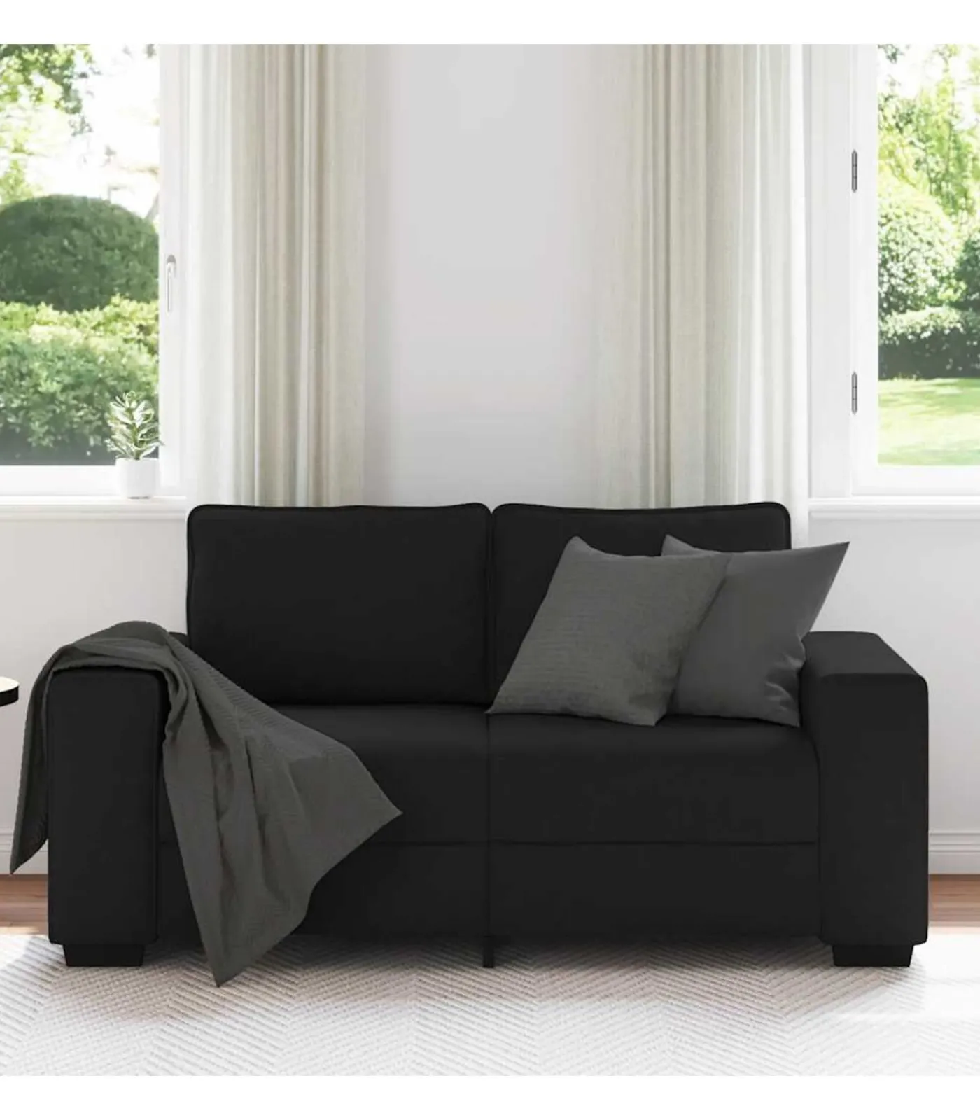 Clearance 2-zitsbank 120 cm stof zwart Zetels