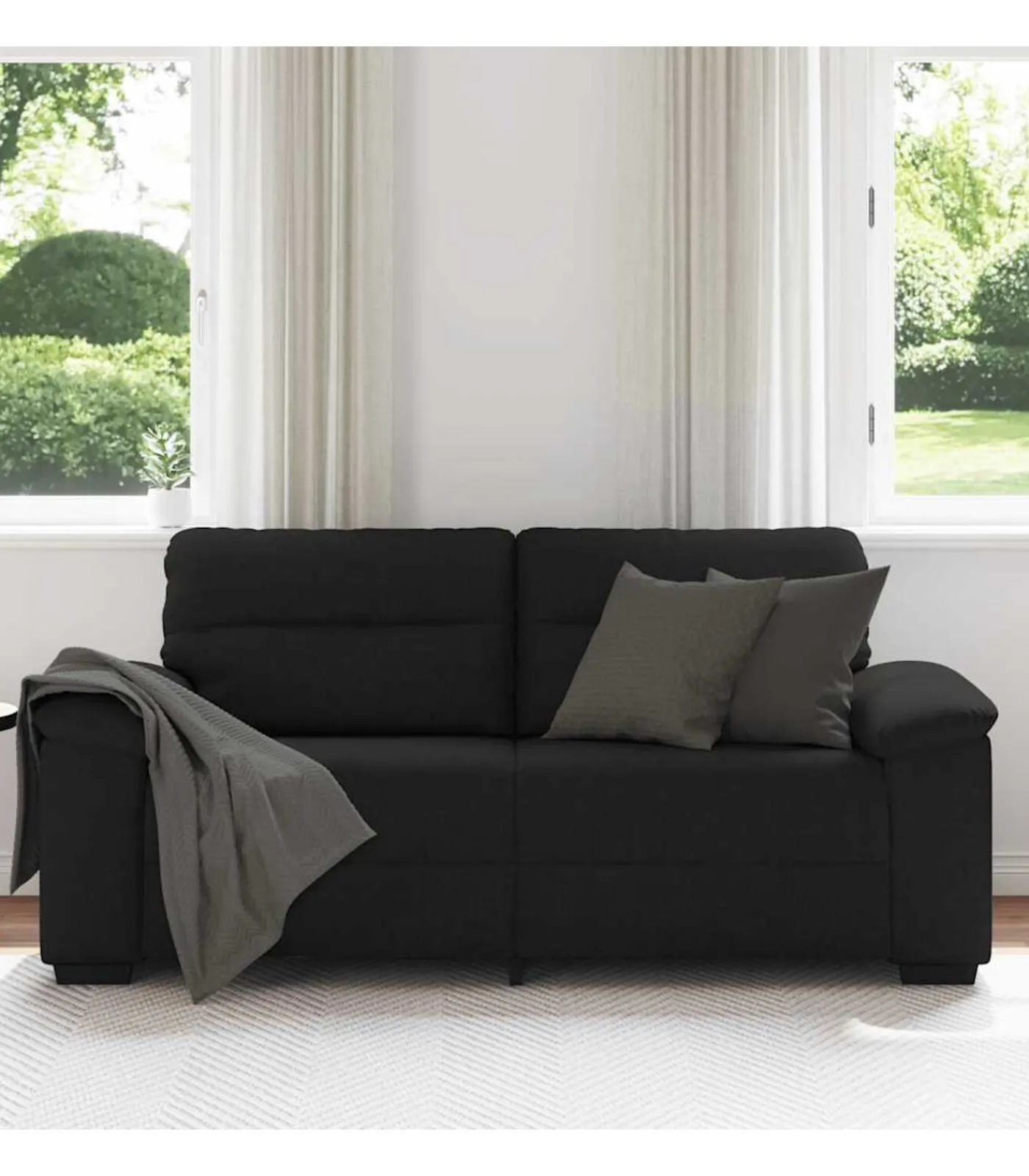 Clearance 2-zitsbank 140 cm stof zwart Zetels