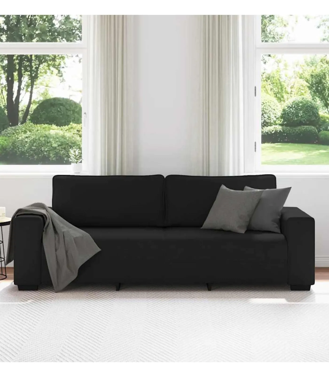 New 3-zitsbank 180 cm stof zwart Zetels