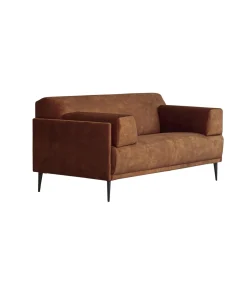 Outlet 2-3-zitsbank in terracottabruin fluweel Finn, 2-zit Zetels