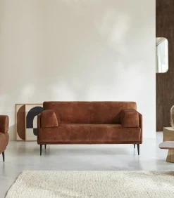 Outlet 2-3-zitsbank in terracottabruin fluweel Finn, 2-zit Zetels