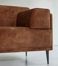 Outlet 2-3-zitsbank in terracottabruin fluweel Finn, 2-zit Zetels