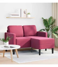 2-zitsbank met chaise L-vorm wijnrood 125 cm fluweel Zetels