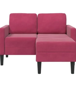 2-zitsbank met chaise L-vorm wijnrood 125 cm fluweel Zetels
