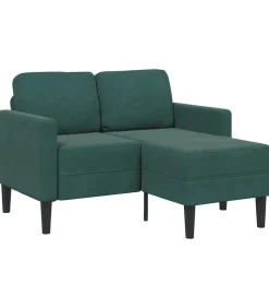 Clearance 2-zitsbank met chaise L-vorm donkergroen 125 cm fluweel Zetels