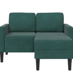 Clearance 2-zitsbank met chaise L-vorm donkergroen 125 cm fluweel Zetels