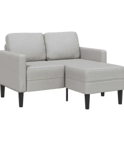 New 2-zitsbank met chaise L-vormige wolk 125 cm stof grijs Zetels