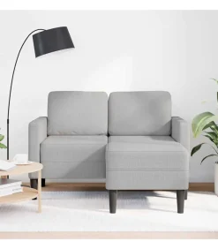 New 2-zitsbank met chaise L-vormige wolk 125 cm stof grijs Zetels