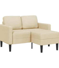Best 2-zitsbank met ligstoel L-vormig crèmekleurig stof 125 cm Zetels