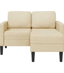 Best 2-zitsbank met ligstoel L-vormig crèmekleurig stof 125 cm Zetels