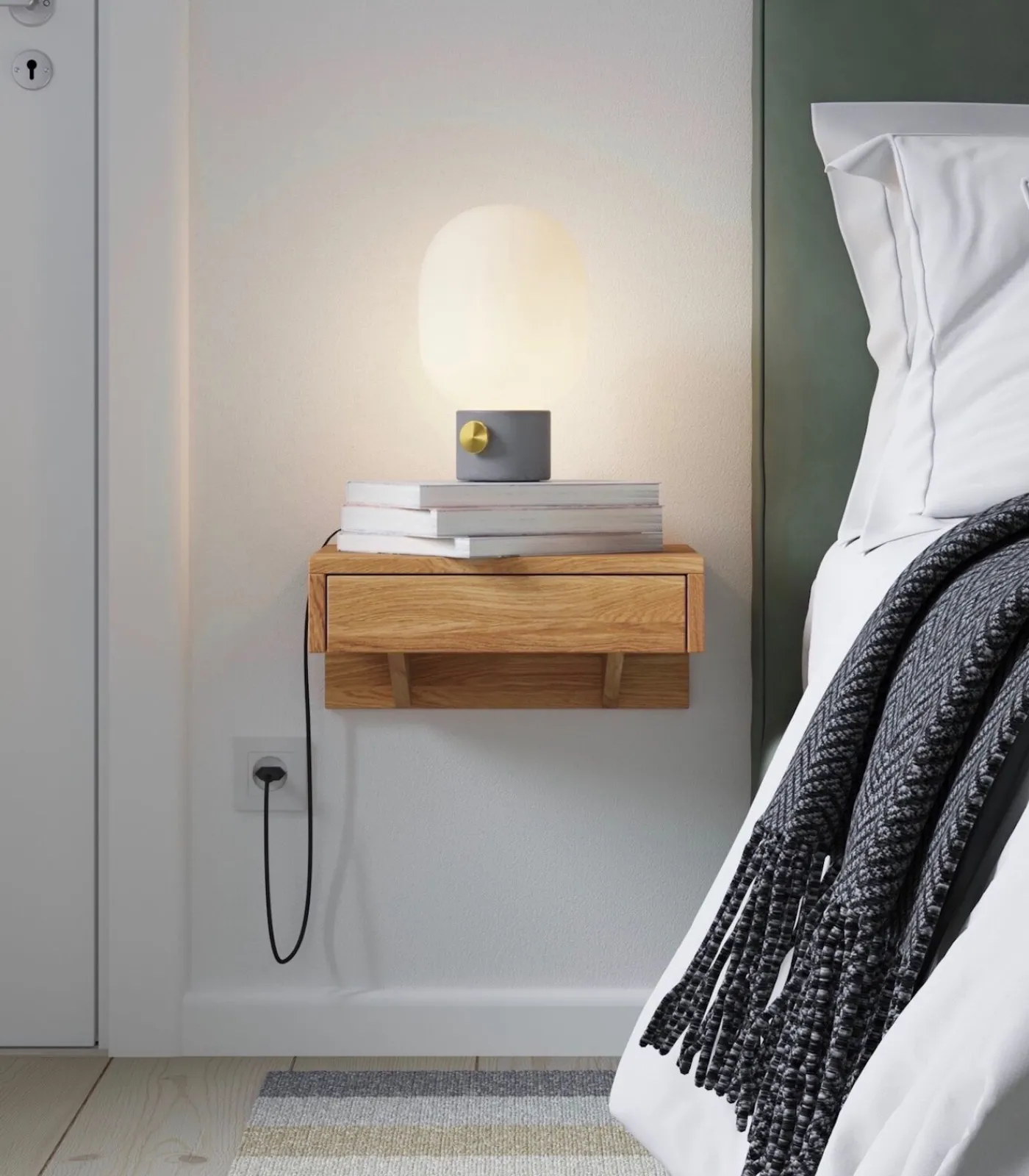 Discount Zwevend Nachtkastje BO in eikenhout Bedden