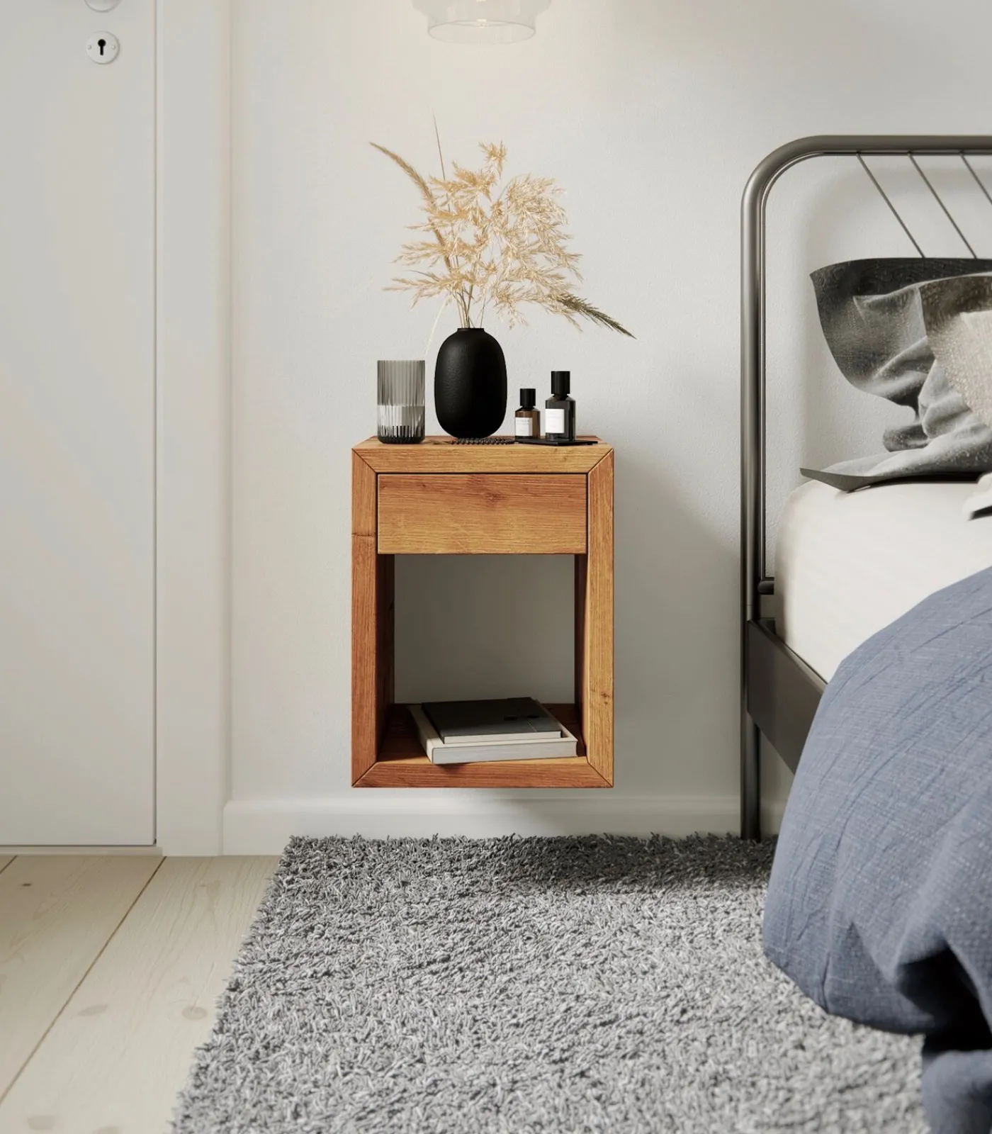 Clearance Zwevend Nachtkastje HUGO in eikenhout Bedden